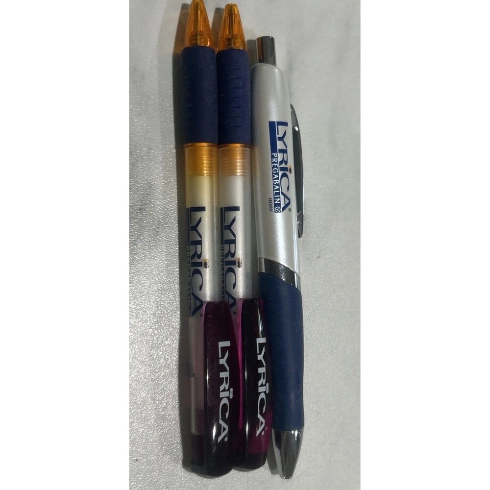 Drug Rep Lyrica Pfizer Collectible Pens Lot Of 3 Doctor Office Gift